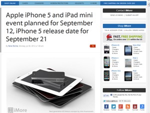 新型iPhoneとiPad mini、9月12日発表と米報道－発売は9月21日か
