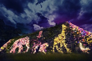 インタラクティブな光のデジタルアートが展開されている「福岡城 チームラボ 城跡の光の祭」