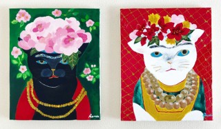 人物を“猫化”した作品など約100点を展示販売するイラストレーター山中玲奈氏の初個展「猫色の人生」