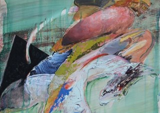 抽象的な空間を描いた“ぬりえ”シリーズの最新作を発表している樽井英樹氏の個展「チャームポイント」